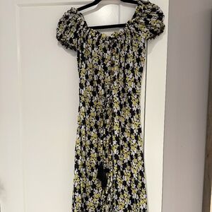 tiare hawaii black/white/yellow floral dress